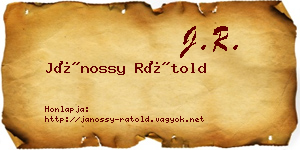 Jánossy Rátold névjegykártya